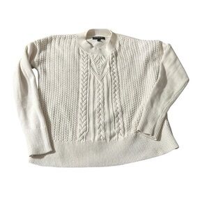 Banana Republic Cream Crew Neck Sweater with Cable Knit